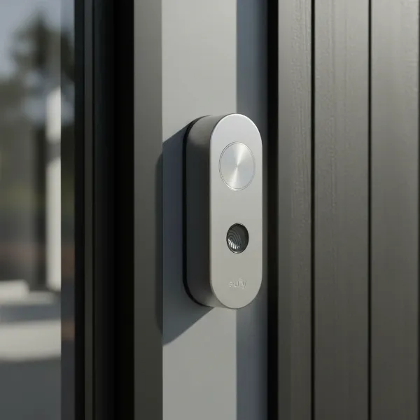 Eufy Smart Lock C210 installed on a modern home door, showcasing its sleek design.
