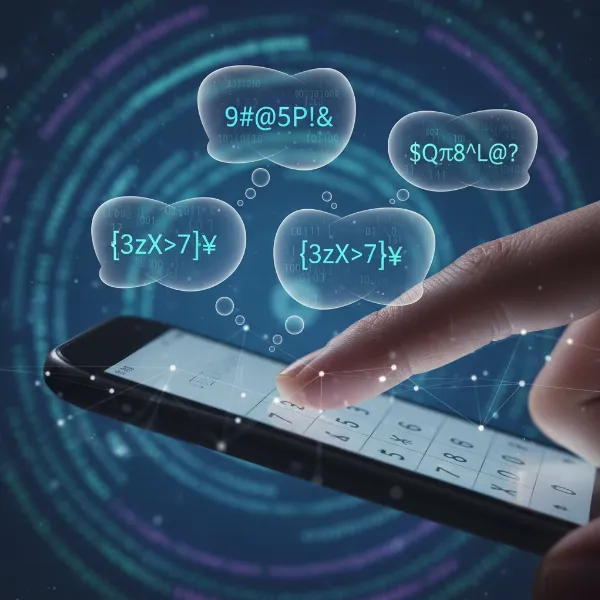 Illustration of a person thinking about secure PIN creation, using a phone keypad.