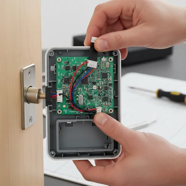 connecting smart lock interior unit cables to circuit board securely