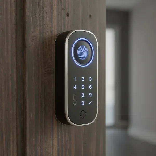 Ultraloq U-Bolt Pro Wi-Fi smart lock with its multiple keyless entry options displayed.